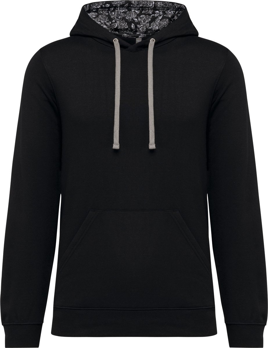 Kariban Unisex sweater met capuchon met contrasterend motief K4013 Mexican Skull Zwart