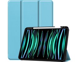 Hoesje Geschikt voor Apple iPad Pro (2021) - 11 inch - 3e generatie - Dun & Stevig - Trifold Bookcase - Hard Cover Case - Met Uitsparing Geschikt voor Apple Pencil - Hardcover Book - Tablet Hoes - Lichtblauw