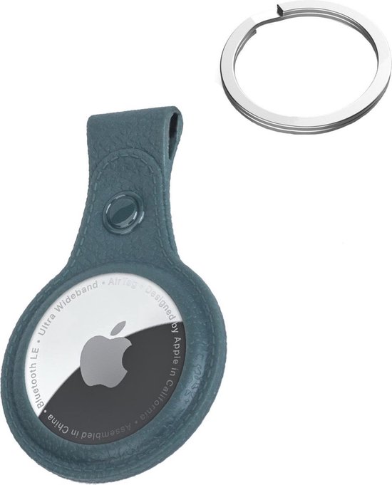 Hoesje Geschikt voor Apple AirTag-Sleutelhanger Hoesje Leer - Sleutelhanger Hoes Hoesje Geschikt voor Apple AirTag Case - Donkergroen