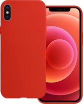 Hoes Geschikt voor iPhone X Hoesje Siliconen Back Cover Case - Hoesje Geschikt voor iPhone X Hoes Cover Hoesje - Rood