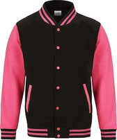 AWDis Just Hoods Electric Roze/zwart *Varsity jacket *Maat S