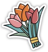 16 Stickers Tulpen - lente - bloemetje - sluitsticker - gestanst - sticker - Hippekaartjeswinkel
