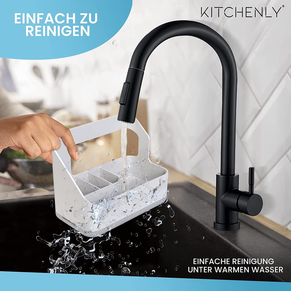 LANTUS 2-laags Spoelbakorganizer Met Uittrekbare Manden - Zwart - 26,5 X 38 X 48,5 Cm