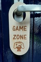 Schubie - Houten Deurhanger Game Zone - Cadeau - Gamer