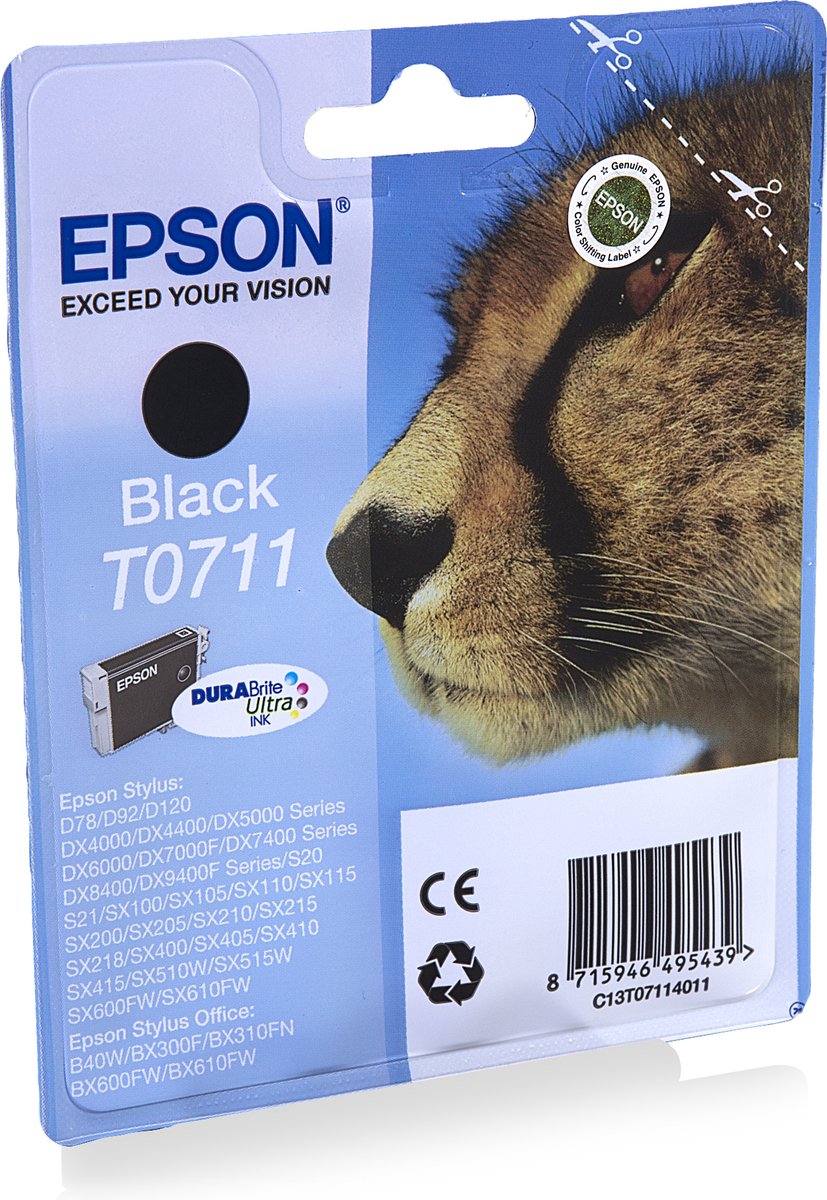 Epson Cheetah inktpatroon Black T0711 DURABrite Ultra Ink