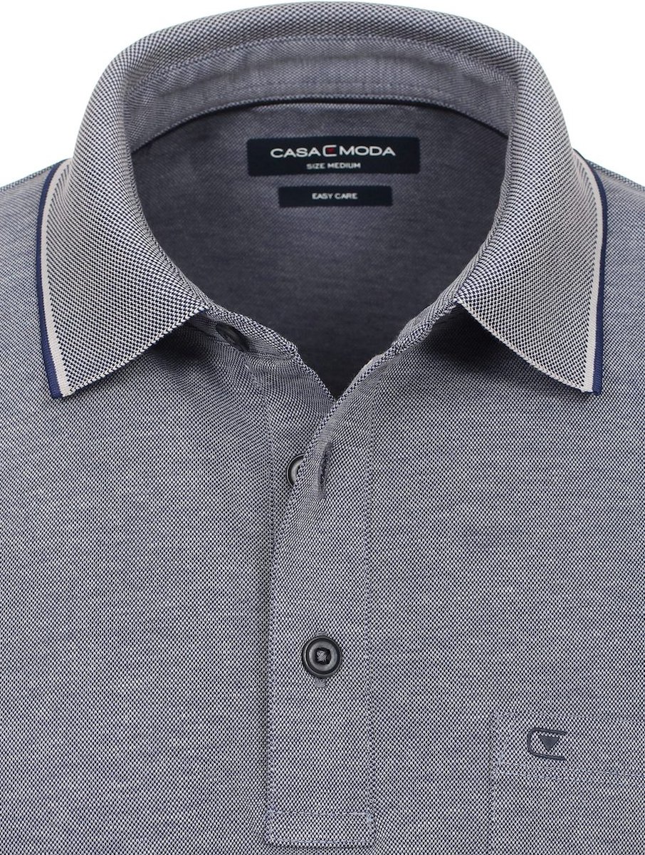 Poloshirt Met Borstzakje 3 Knoops Blauw Casa Moda - XL