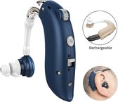TechU™ Oplaadbaar Hoortoestel met Harde Beschermhoes – Gehoorapparaat voor achter het oor (AHO) – Helder Geluid – Comfortabel & Lichtgewicht – Blauw