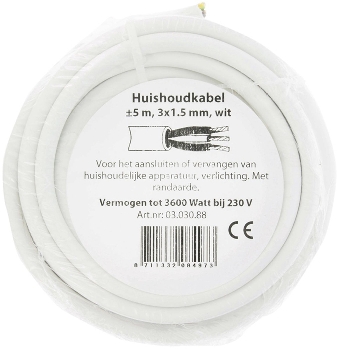 Image of aansluitsnoer 3x1.50mm 5.0m wit
