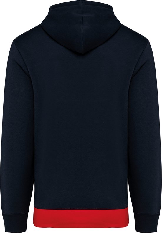 Sweat à capuche unisexe tricolore avec capuche marque Kariban Bleu foncé / Wit/ Rouge - XS