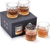 Whiskey Glasses Set of 4 300 ml Drinking Glasses for Drinking Bourbon Scotch Whisky Rum Cocktail Cognac Vodka Whisky Glasses with Luxury Box A Unique Gift for Men Women