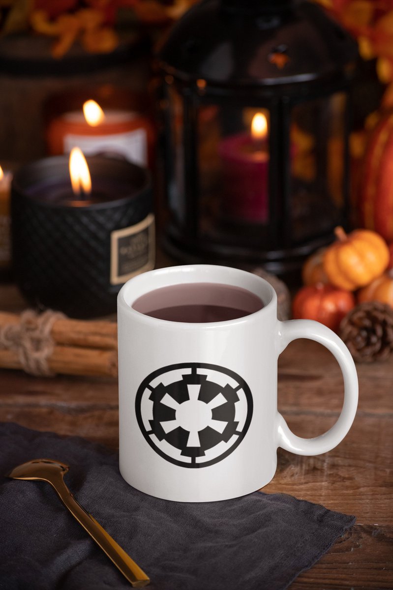 Rick & Rich Mok - Mok Star Wars - Koffiemok Star Wars - Mok met opdruk - Witte koffie mok bedrukt - Witte thee mok - Star Wars Emperial Logo