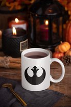 Rick & Rich Mok - Mok Star Wars - Koffiemok Star Wars - Mok met opdruk - Witte koffie mok bedrukt - Witte thee mok - Star Wars Rebel Alliance Logo