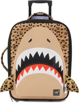 YLX Gear & Freek Vonk | Shark Bite Trolley Bag | Zebra Shark. Zebra haai met glowing in the dark tanden voor jongens & meisjes. Handbagage - Zachte koffer - Trolley - Reiskoffer - Trolley kinderen - Zebra print - dieren