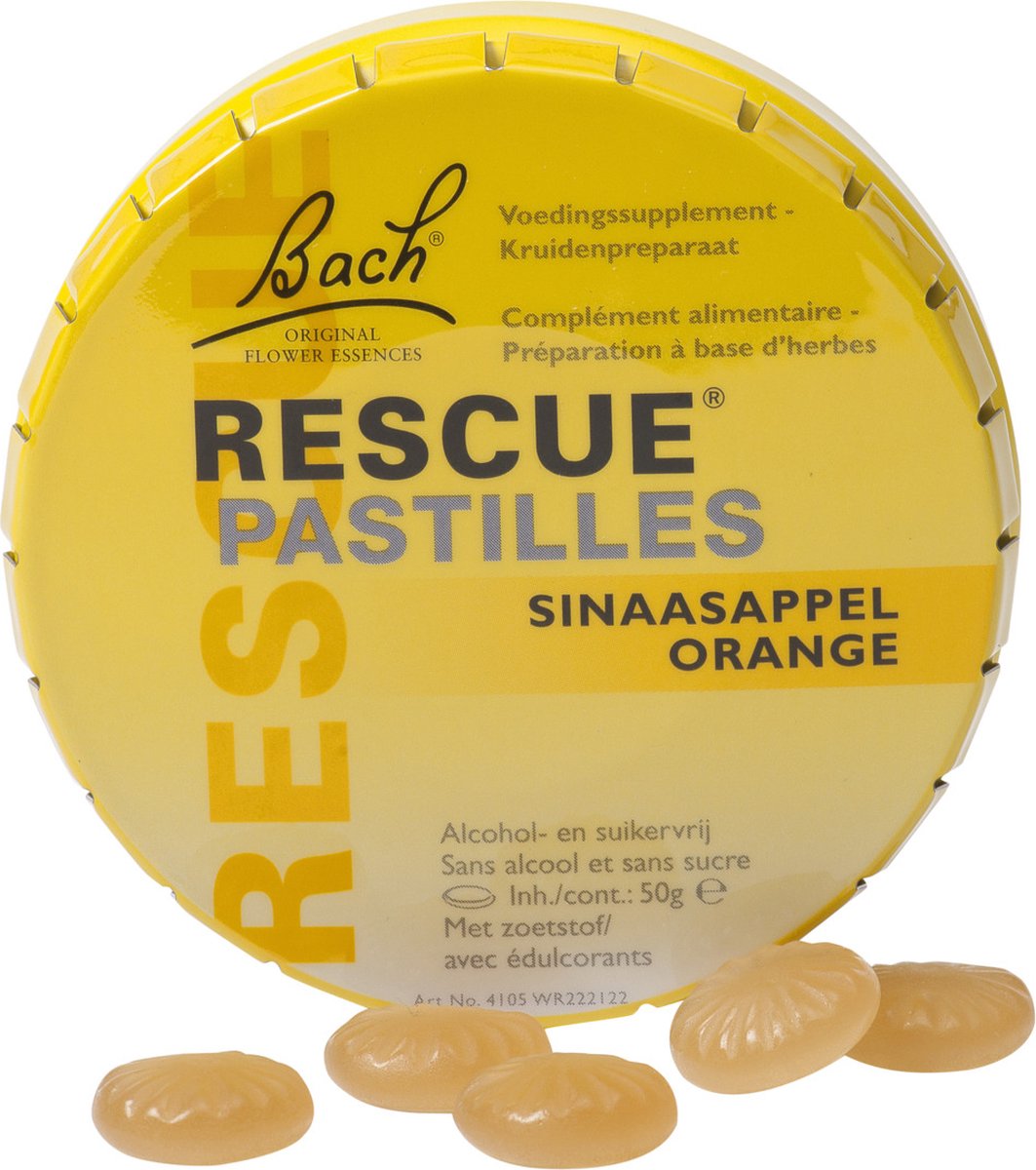 Goedkoopste Bach Rescue Remedy Pastilles - 50 gr - sinaasappel - Voedingssupplement