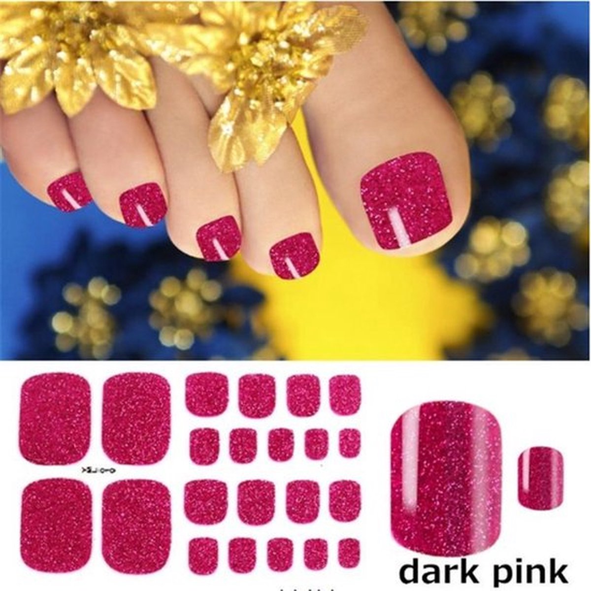 Goedkoopste Prachtige Teen NagelStickers/ 1 vel , 22 tips/ Manicure Teen Nagel stickers,Donker Roze,Nagellak,Plaknagels / Nail stickers Dark Pink