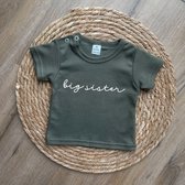 Baby t-shirt korte mouw - big sister - Groen - Maat 92 - Zwanger - Geboorte - Big sister - Aankondiging - Zwangerschapsaankondiging - Peuter - Dreumes