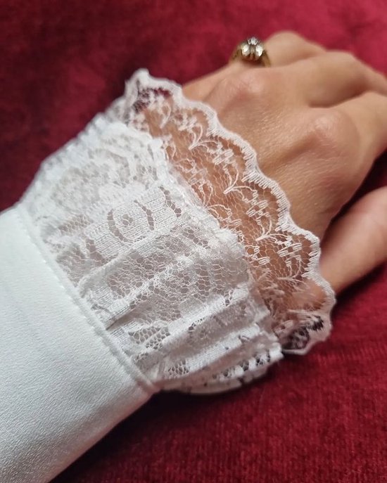 DIYEAH 1 Paar Kantmanchetten - Witte Afneembare Ruches, Valse Mouwmanchetten, Kledingaccessoire Voor Dames - Elegant & Veelzijdig Voor Bruiloften, Halloween & Feesten