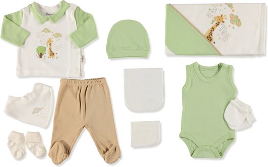Giraffe 10-delige baby newborn kleding set jongens - Newborn set - Babykleding - Babyshower cadeau - Kraamcadeau