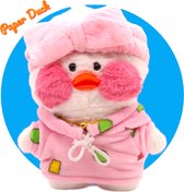 Klikkopers® - Paper Duck knuffel - Roze Hoodie met Vormpjes - 30 cm - Paper Duck - Lalafanfan - Paperduck - Wit