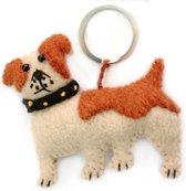 Sleutelhanger/Tashanger vilten hond - Bulldog 8cm