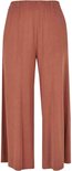 Bruine wijde culotte met elastische tailleband.