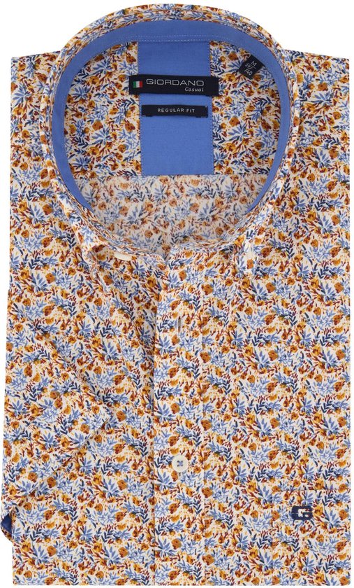 Overhemd Regular Fit Giordano bloemenprint blauw geel