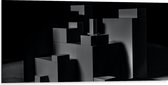 Dibond - Opgestapelde Balken en Blokken in Donkere Omgeving - 100x50 cm Foto op Aluminium (Wanddecoratie van metaal)