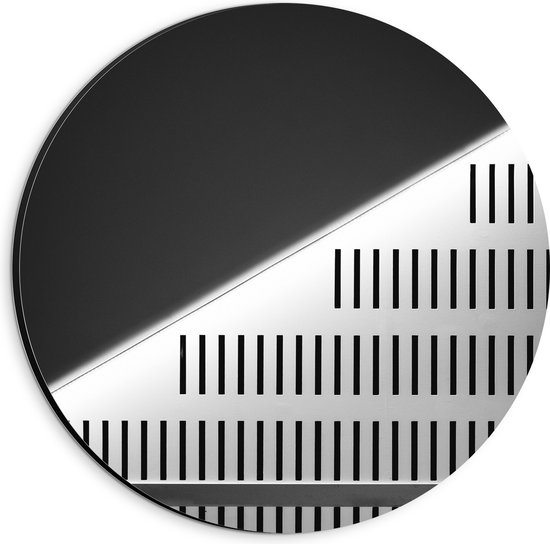 Dibond Muurcirkel - Grijze Panelen met Kleine Gleufjes - 20x20 cm Foto op Aluminium Muurcirkel (met ophangsysteem)