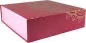 Geschenkdoos | karton | 30x30x9cm | opvouwbaar | roze/rood/goud | 10 stuks