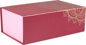 Geschenkdoos | karton | 19x12x7cm | opvouwbaar | roze/rood/goud | 10 stuks