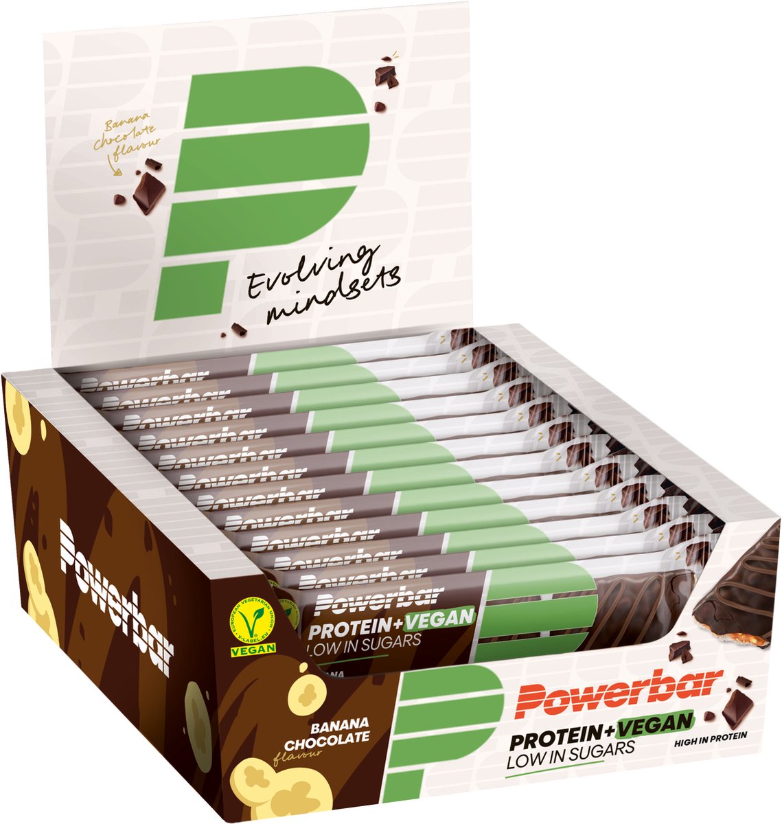 Goedkoopste Powerbar Vegan eiwitreep | Protein Bar Vegan | Banana Chocolate - 12x42g