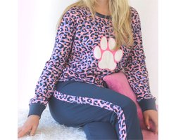 Irresistible Dames Pyjama - Tijgerprint - Roze/Blauwe - Maat L