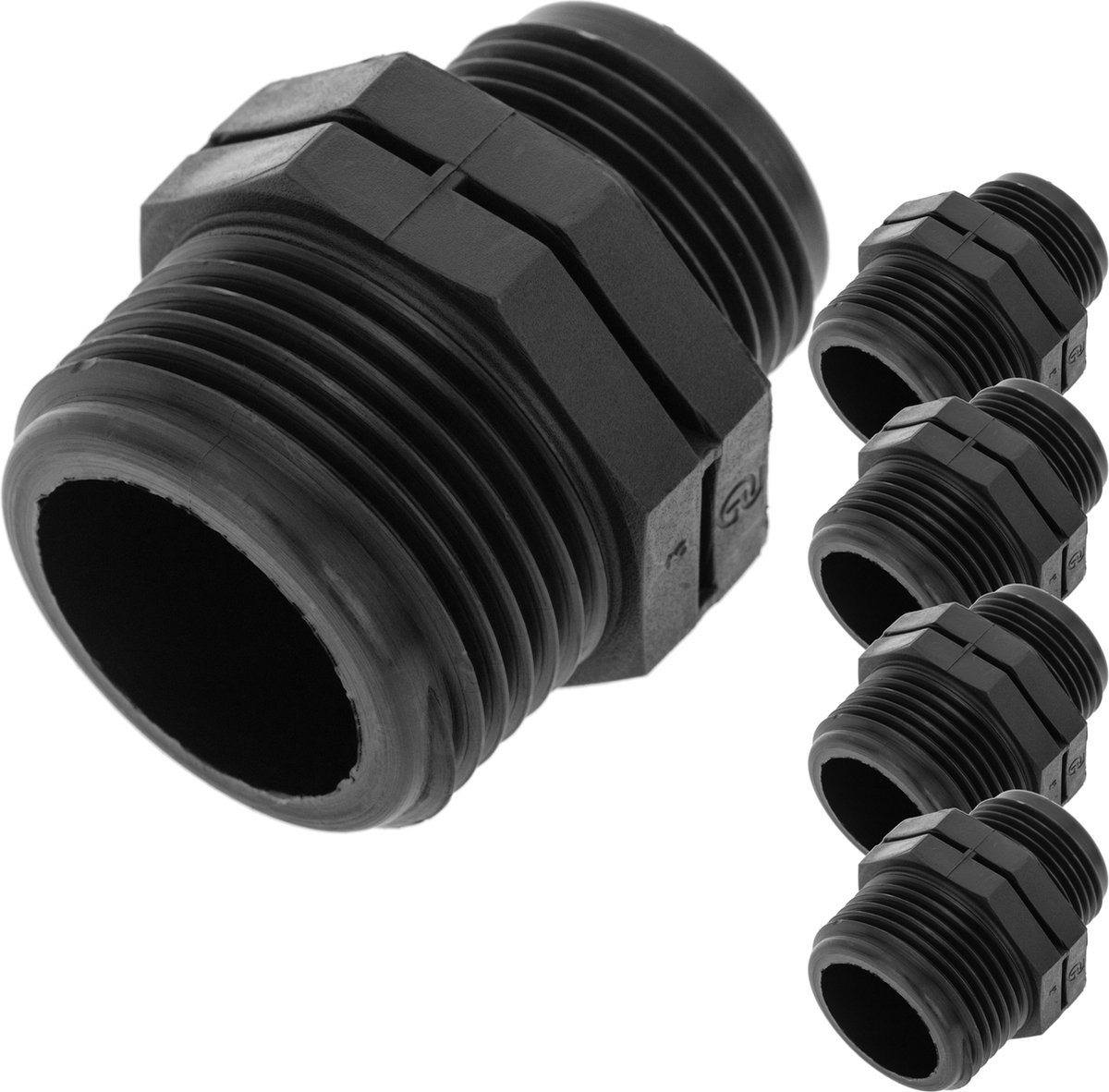 PrimeMatik - Pak van 5 stuks 1" x 3/4" polypropyleen reduceernippel voor irrigatiesysteem