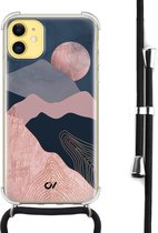 Casevibes - Telefoonhoesje met koord - Geschikt voor Apple iPhone 11 - Landscape Rosegold - Roze - Landschap