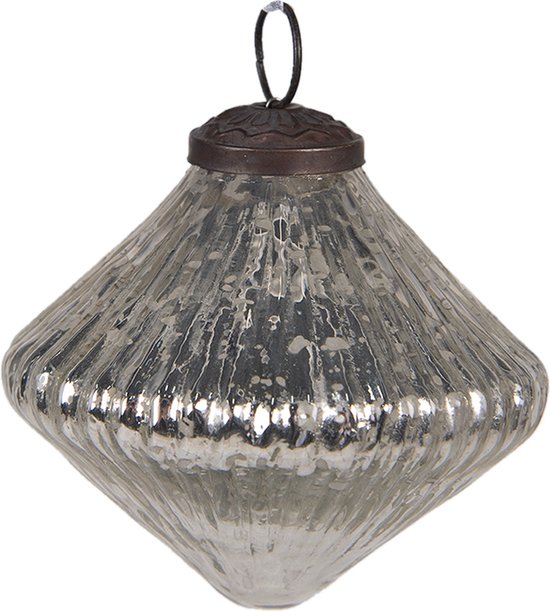 Clayre & Eef Boule de Noël Ø 9 cm Couleur argent Verre