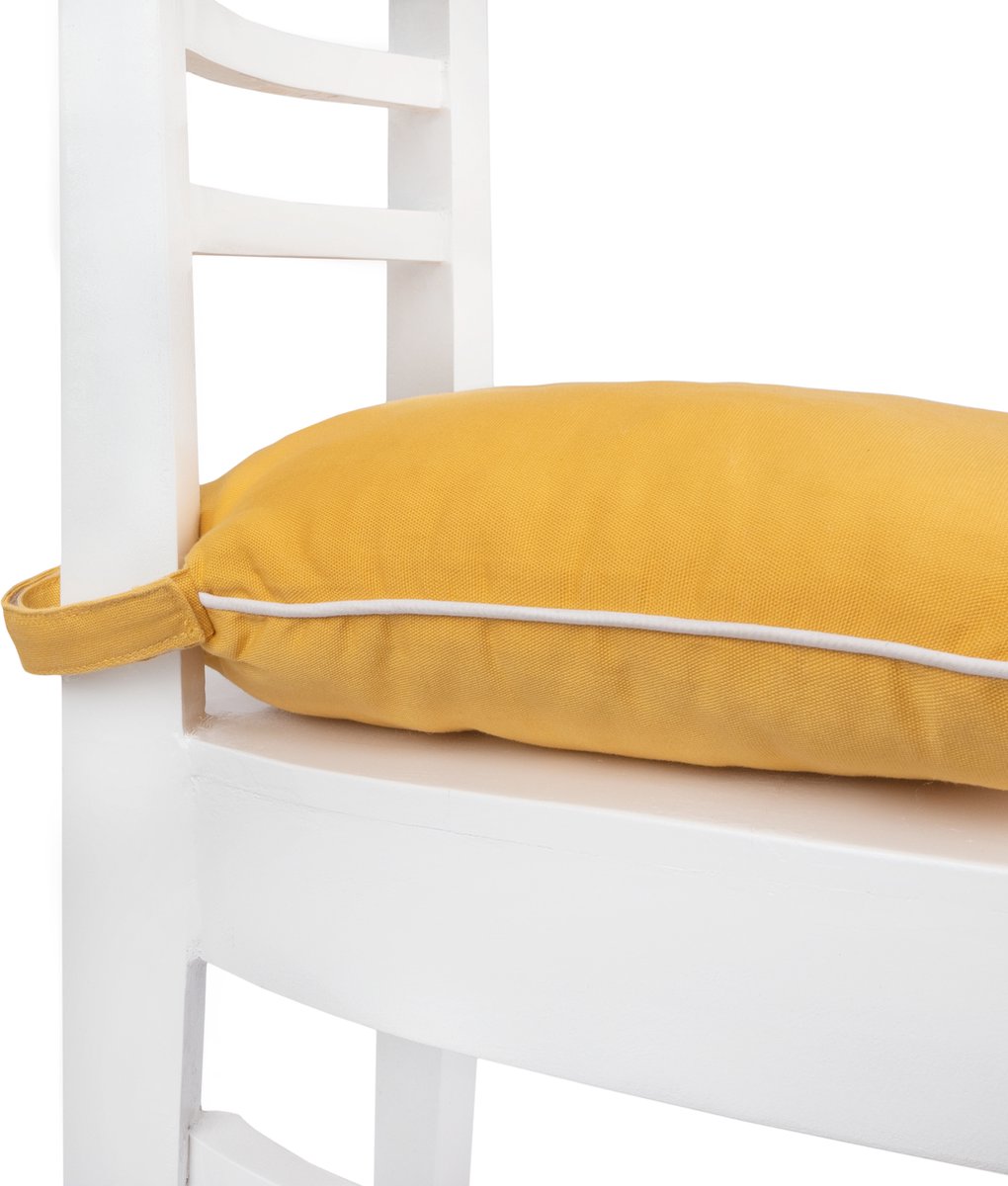 4-delige Set zitkussens voor keukenstoelen, Stoelkussens met Banden 40x40 cm, zitkussen voor binnen en buiten, voor eetkamer, woonkamer, studeerkamer (Blauw