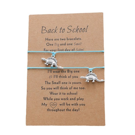 Vriendschapsarmbandjes voor 2 met Dino's - Blauwe Bandjes - Back to School Cadeau - Terug naar School - Dinosaurus Armband - Pax Amare