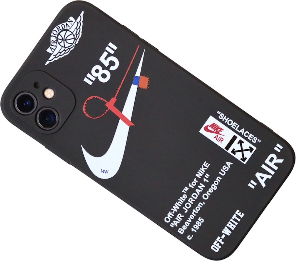 Stijlvol Nike Air Jordan x OffWhite iPhone 11 Hoesje Zwart Bescherm