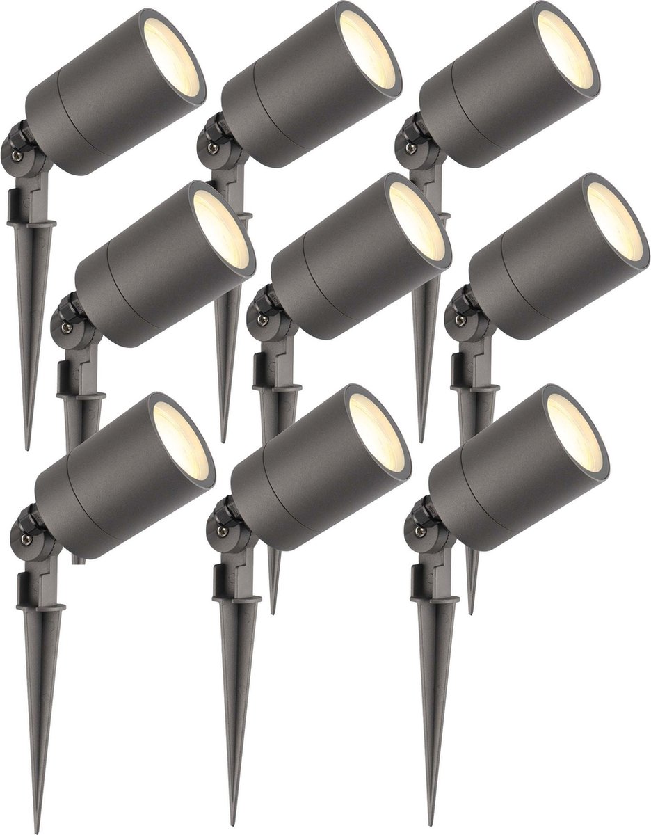 Ledvion - 9X LED Prikspots - Antraciet - IP65 - 5W - 2700K - 2M
