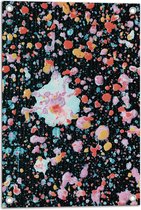 Tuinposter – Kleine Vlekken in Pastelkleuren op Zwarte Achtergrond - 40x60 cm Foto op Tuinposter (wanddecoratie voor buiten en binnen)