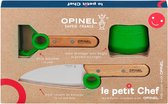 Opinel Le Petit Chef Set de cuisine pour enfants Vert - 3 pièces - Couteau de chef, protège-doigts et éplucheur