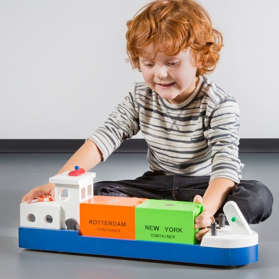 New Classic Toys Houten Speelgoedboot - Rijnaak met 2 containers | bol