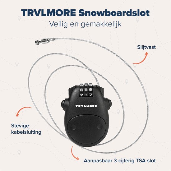 TRVLMORE - Snowboard Slot - Skislot - Cijferslot - Staal - TRVLMORE