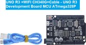 Togadget® UNO R3 +WIFI CH340G+Cable - UNO R3 Development Board MCU ATmega328P chip WIFI ESP8266+8mb flash rev3 met A16U2 voor Arduino IDE Projecten rohs Complaint