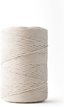 Ledent macramé touw, enkel getwist (3mm, 240M, Natuur) - van 100% geregenereerd katoengaren - Macramé touw voor creatieve projecten.
