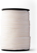 SNURO Gevlochten nylon Touw (5mm, 100M) - Slijtvast koord in sterke witte polyamide - Paracord koord - met zeer hoge breeksterktes