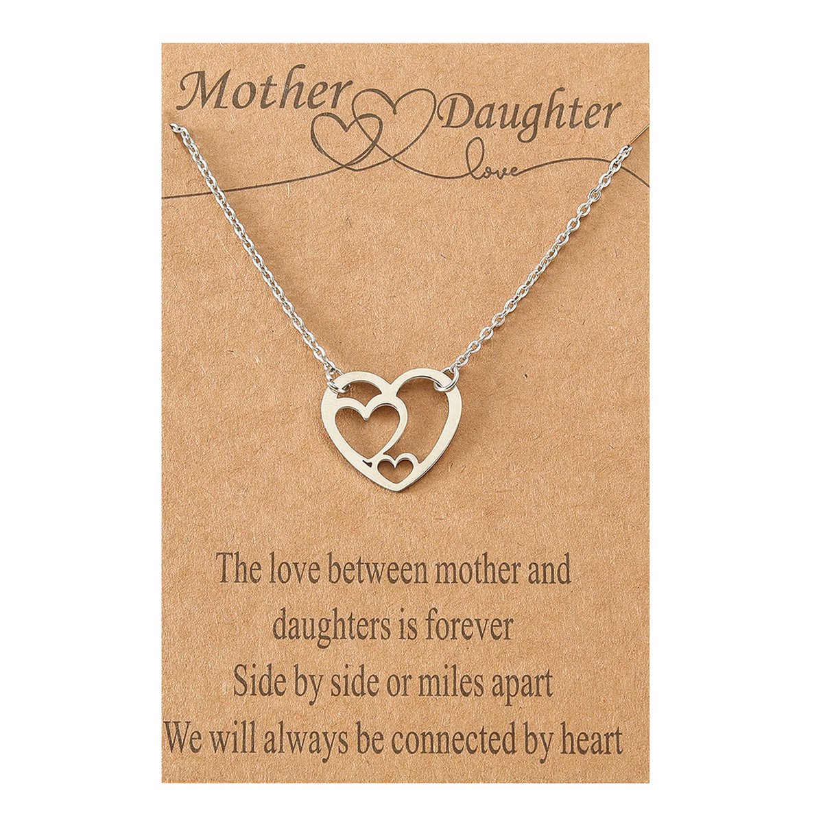 Vriendschapsketting met Hartjes - Zilverkleurig - BFF Ketting op Cadeau kaartje - Pax Amare