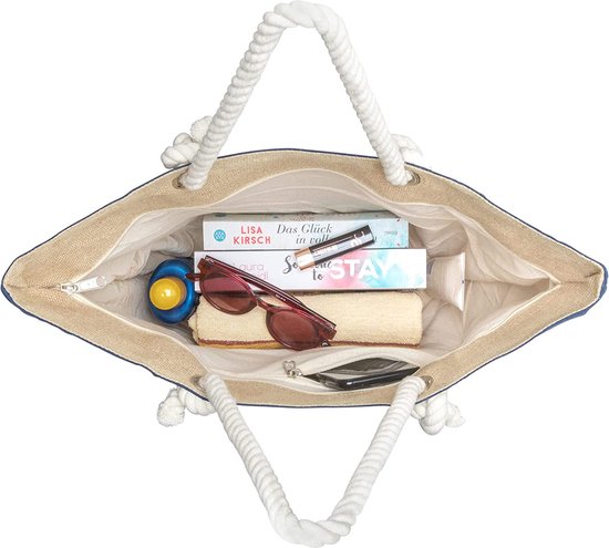 CUBEXCOM ® Grote Strandtas, Strandtas Met Rits, Mesh Strandtas Met Grote Geïsoleerde Koeltas, Strandtas Met Ritssluiting