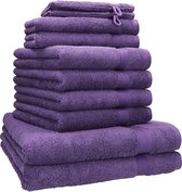 10-delige handdoekenset in 100% gemiddeld catoen; twee douchehanddoeken, vier handdoeken, twee gastendoekjes, twee washandjes