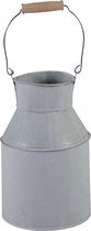 Mega Collections Cache-pot/pot de fleur Baratte à lait - zinc - gris clair - D13 x H20 cm